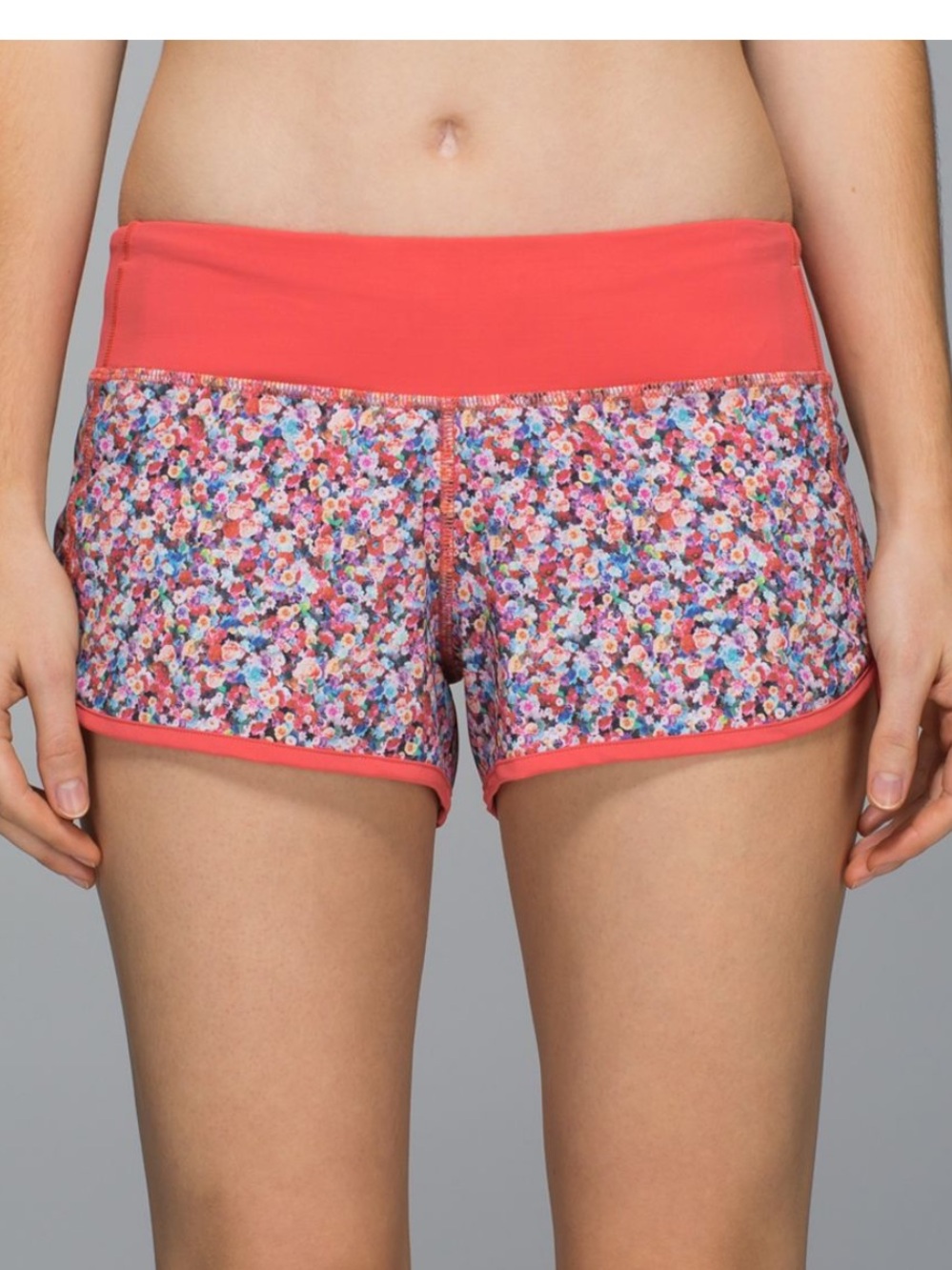 lululemon Run: Speed Short 4-way Stretch Floral Shorts Pink & Blue